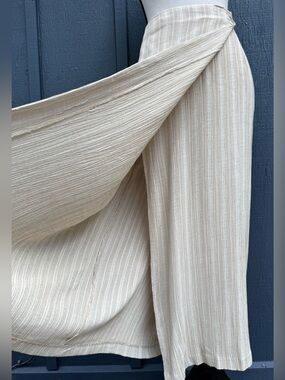 Vintage 90s Wrap Front Maxi Skirt Plus Size 18 Neutral Stripe Made in USA